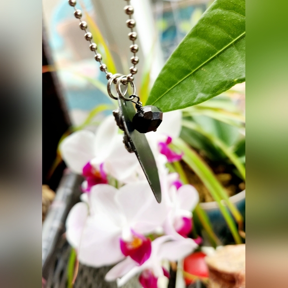 CHROME HEARTS Purple Pendant Rhinestones Fleur de Lis Silver Crystal Dog Tag 24" - Picture 15 of 16